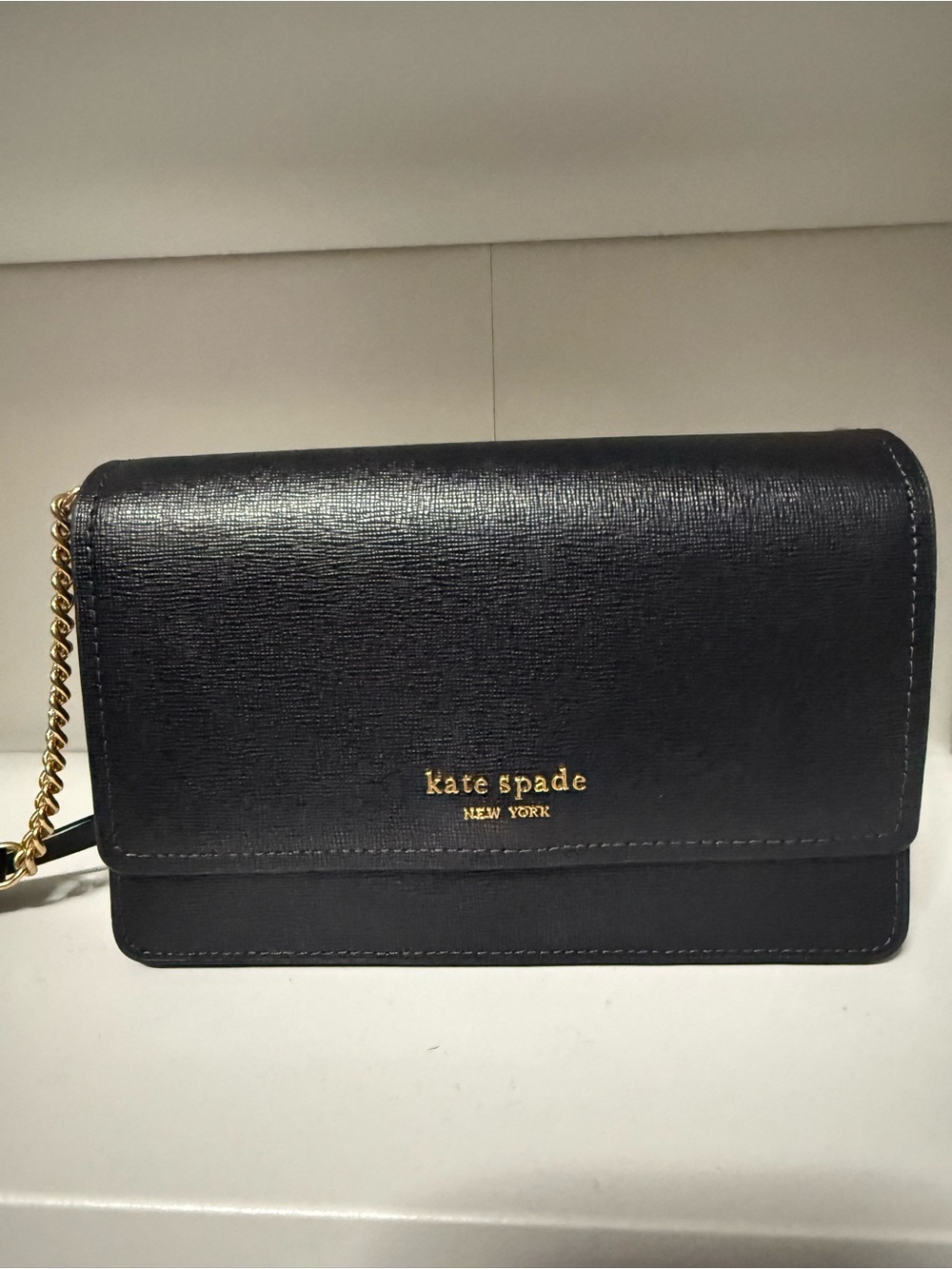 kate spade Black Crossbody Wallet with Gold Chain